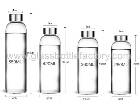China 500ml Sport Clear Water Glass Bottle With Silver Cap(hot selling) supplier