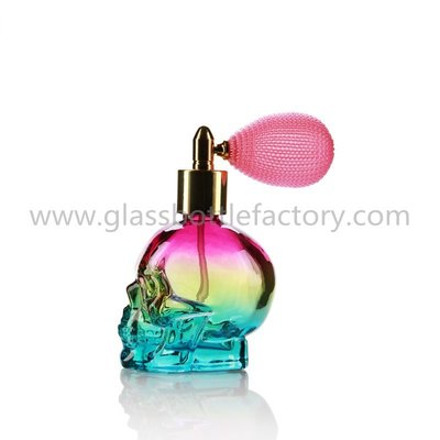 China 50ml Skull Colored Perfume Glass Bottle With Gas Sprayer supplier