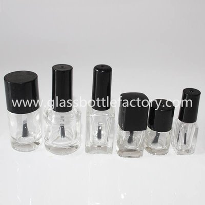 China 5ml,10ml,15ml Clear Glass Nail Polish Bottles With Black Cap And Brush supplier