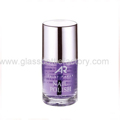 China 12ml Round Glass Nail Polish Bottle and Silver Cap supplier