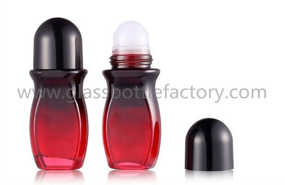 China 50ml Colored Perfume Roll On Bottle With Black Cap and Roller supplier