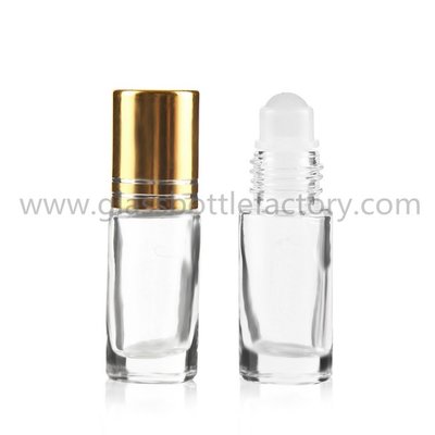 China 5ml  Clear Round Perfume Roll On Bottle With Cap And Roller supplier