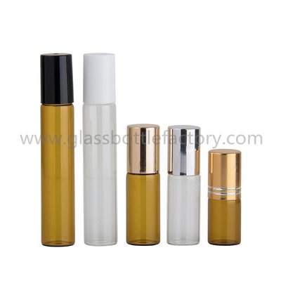 China 3ml,5ml,10ml Clear,Amber Round Perfume Roll On Bottles With Caps and Rollers supplier