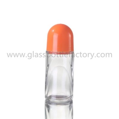 China 50ml Clear Round Perfume Roll On Bottles With Cap and Roller supplier