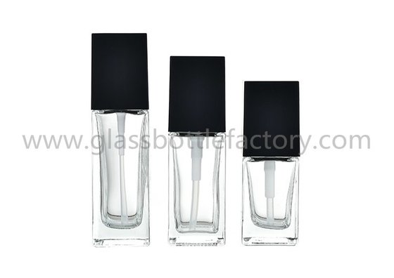 China 20ml,30ml,40ml Clear Square Glass Bottles For Liquid Foundation supplier
