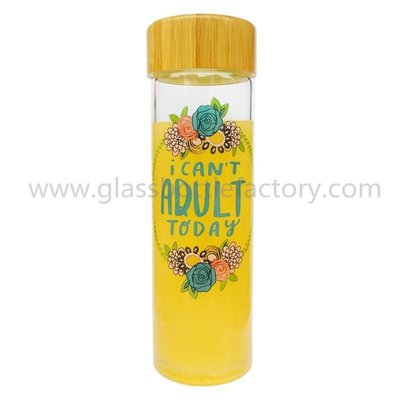 China 500ml Hot Selling Clear Water Glass Bottle With Bamboo Cap supplier