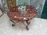 Red Agate Semiprecious Stone Round Table Top