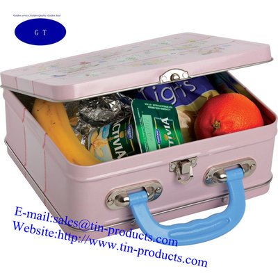 China Different Lunch Box , Metal handle Box , tin handle Box,Gift Handle Box form goldentinbox supplier