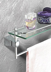 China Glass shelf with towel rail 88110B,brass,chrome for bathroom &amp;kitchen,sanitary supplier