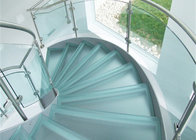 tempered dark grey glass tread curved stairs with tempered clear glass railing top railing