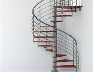 hot model wooden tread spiral stairs with rod bar balustrade