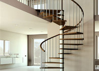 best wooden tread spiral staircase with rod bar balustrade