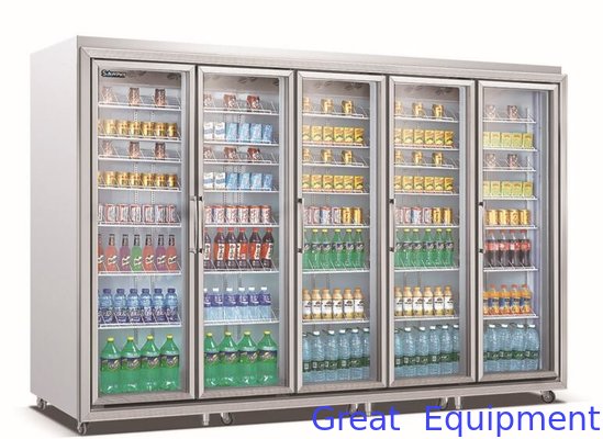 Supermarket 5 Door Refrigerators Freezer / Fridge / Chiller upright display refrigerators