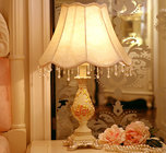 Resin base fabric lampshade soft light elegance crystal lace Bedside table lamp LX106