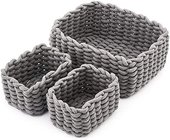 Set of 3 Small Soft Woven Cotton Rope Nursery Room Baskets Bins Storage Organizer, Perfect for Decorative kids Baby Room