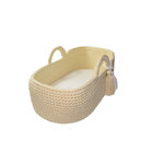 Moses Basket Stand Rocking Woven Moses Basket Rocker Stand Adjustable Wooden Bassinet Stand with Wheels for Newborn Baby