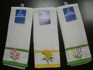 Cotton waffle kitchen tea towel with embroidery logo