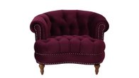 China Elegant rosa tufted accent chair burgundy wing armrest chair with velvet fabric manufacturer