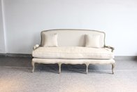 China Event french style sofa with linen faric oak wood sofa 3 seaters upholstered sofa wedding sofa factory