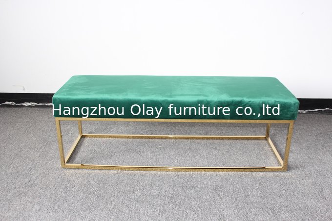 Stainless steel leg uphostered ottoman bed stool button velvet ottoman foot stool