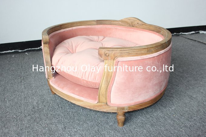 Nice design furniture for dogs oak wood frame dog house good cushion with velvet fabric dog house