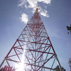 customized hot dip galvanized  triangular telecommunication lattice steel tower with platforms and ladder system