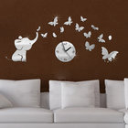 Elephant Butterfly Decorative DIY Mirror Wall Clocks Unique Design