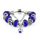 Colorful Crystal European Beads with Red Murano Glass Beads fit pandora crown Chain Charms Bracelet