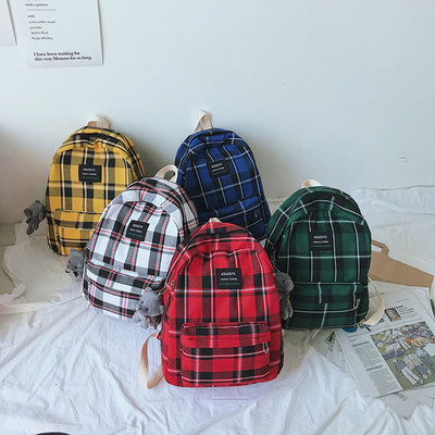 China Bag female Korean version of junior and senior high school students wind small fresh day department checked backpack supplier