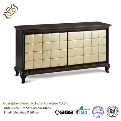 China Luxurious Antique Walnut Wood Console Table With Gold - Leaf For Villa Lobby supplier