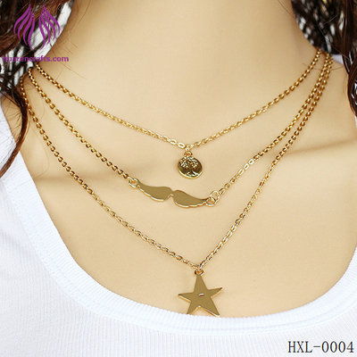 China Fashion Simple multilayer chain star angel wings necklace necklace trees necklace supplier