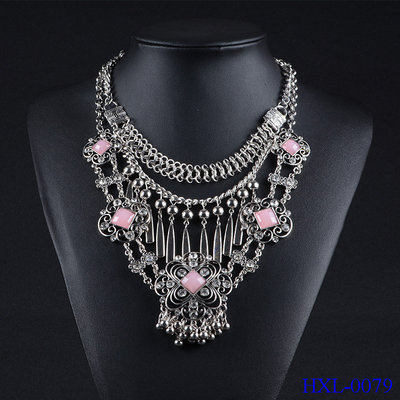 China Hot Fashion Jewelry Pendant Chain Crystal Choker Chunky Statement Bib Necklace supplier