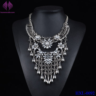 China New Fashion Pendant Chain Crystal Choker Chunky Statement Bib Necklace Jewelry supplier