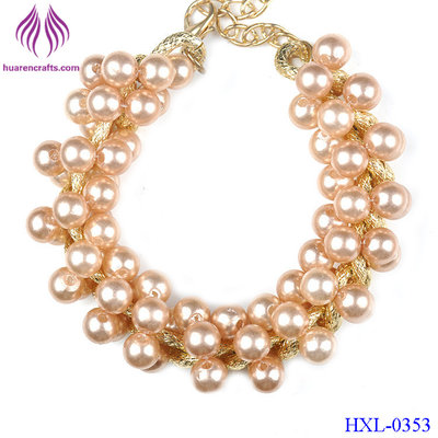 China Women's Charm Pearl Weave Chain Collar Choker Statement Bib Pendant Necklace with bracelet supplier
