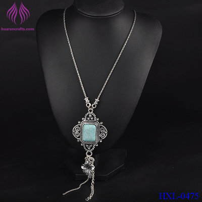 China New Hot Fashion Vintage Chain Turquoise Stone Beads Necklace for women best gift Pendant Necklaces Party Jewelry ho supplier