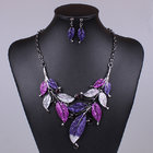 Retro classic style leaves necklace Drops of oil plus diamond necklace with color Leaf earrings jewelry  MD1414