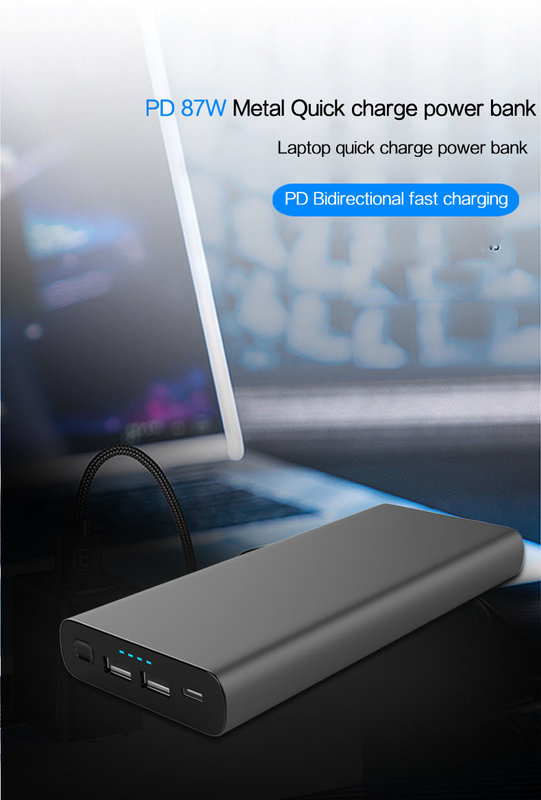 Metal Housing Power Delivery USB-C PD Portable 20V Laptop Power Bank 100W supplier