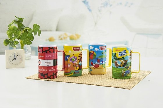 China Plastic Puzzle Mug Plastic Mug Plastic cup with handle plastic promotion mug supplier