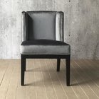Dark Oak wood finish  Linen fabric upholstery arm chair/wooden dining chair/desk chair