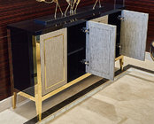 Brass metal frame black finish 4-door console cabinet/media console for hotel bedroom furniture,hospitality casegoods