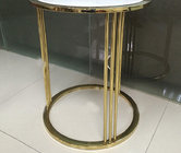 Round white Stone top polished gold finish metal frame coffee table/side table for hotel bedrooom and living room