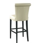 High back white pu upholstery beech wood frame wooden barstool/counter stool