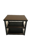 Smoke finish tempered glass top oak wood black color side table,coffee table for living room,hotel bedroom end table