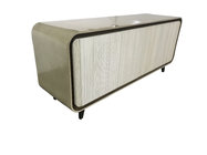 Glass top 2-tone white inish 4-door dresser console cabinet/media console, hotel bedroom furniture,hospitality casegoods