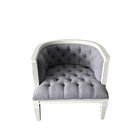 Event wedding grey linen fabric sofa tufted upholstery velvet fabric wooden single sofa