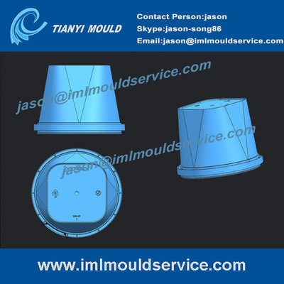 China IML thin wall container mould, Two cavitie in mould labelling thin wall container mould supplier