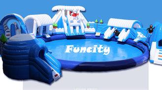 China Custom Size Giant Inflatable Water Park Equipment On Land For Amusement Park supplier