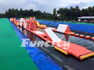 Inflatable Water Park , Inflatable Water Obstacle Course Size 20 x 6m used in Steal Frame Pool