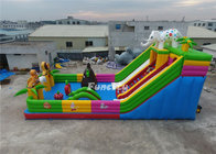 EN14960 White Blue Inflatable Fun City 0.55MM PVC Tarpaulin 13M * 7M * 5M
