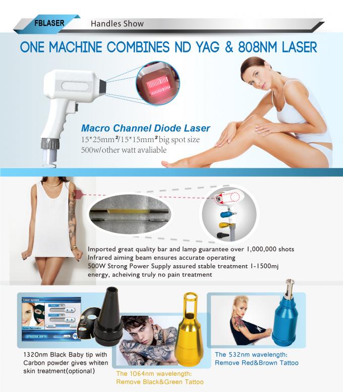 New Design Yag Tattoo Removal Hair Removal 808nm Diode Laser 2  in 1 Beauty Device